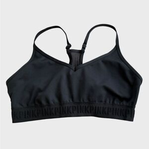 Victoria’s Secret Pink Ultimate Sports Bra Lined Racerback Black Bralette